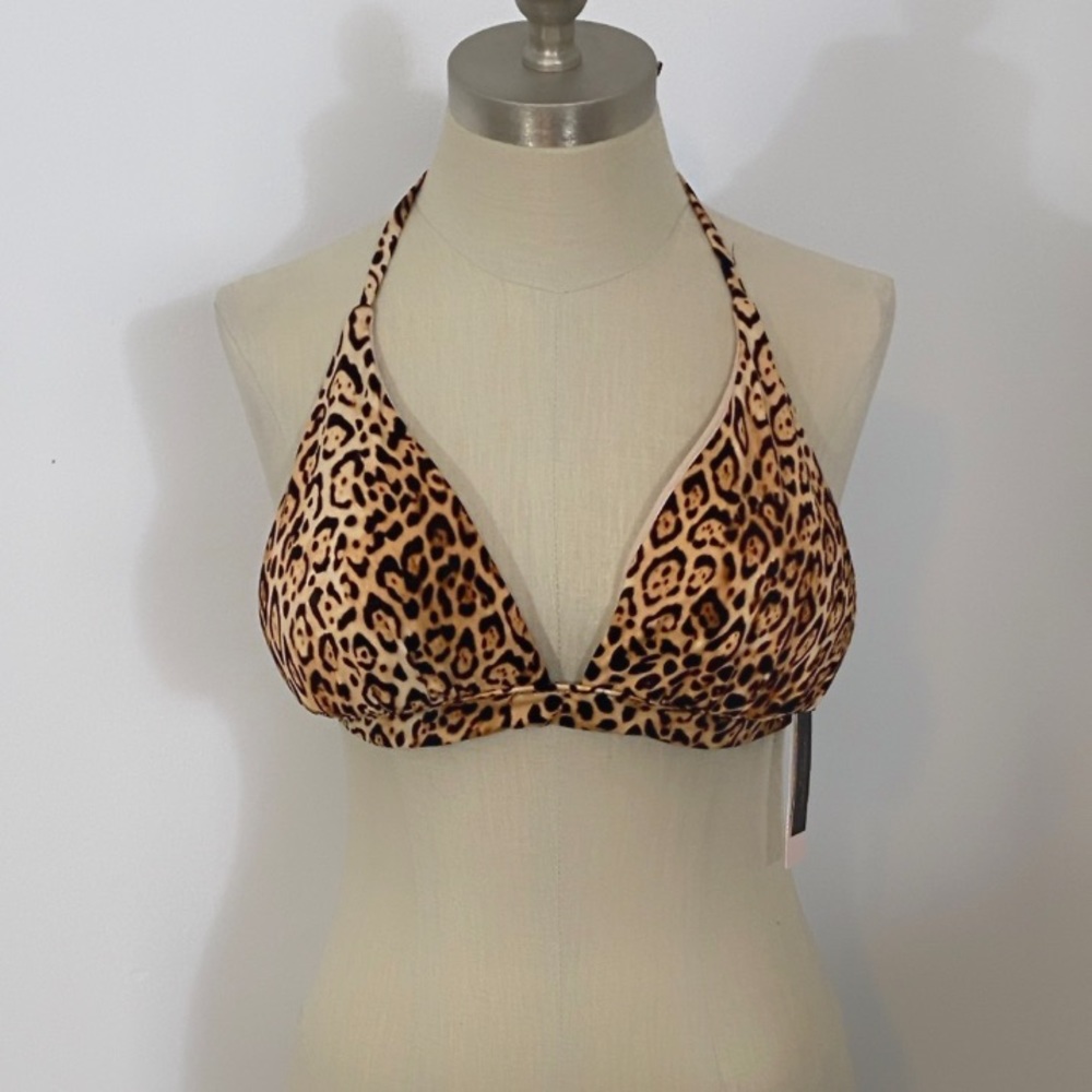 Victoria Secret padded push up leopard bathing suit top medium new